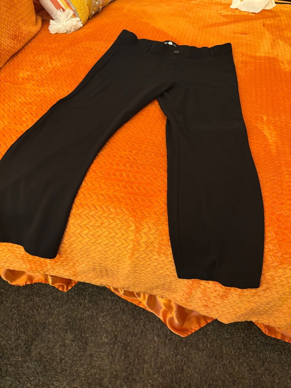 Betabrand Black Wide-Leg Pants with Button Detail